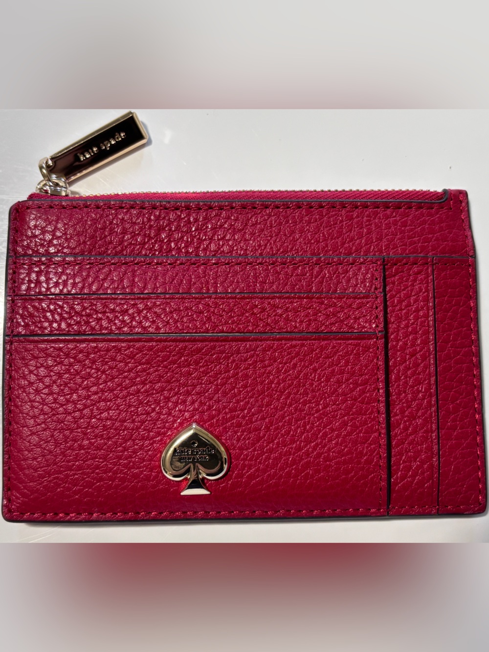 Kate Spade Kayla Red Zip-Around Card Holder with Logo & Coin Purse